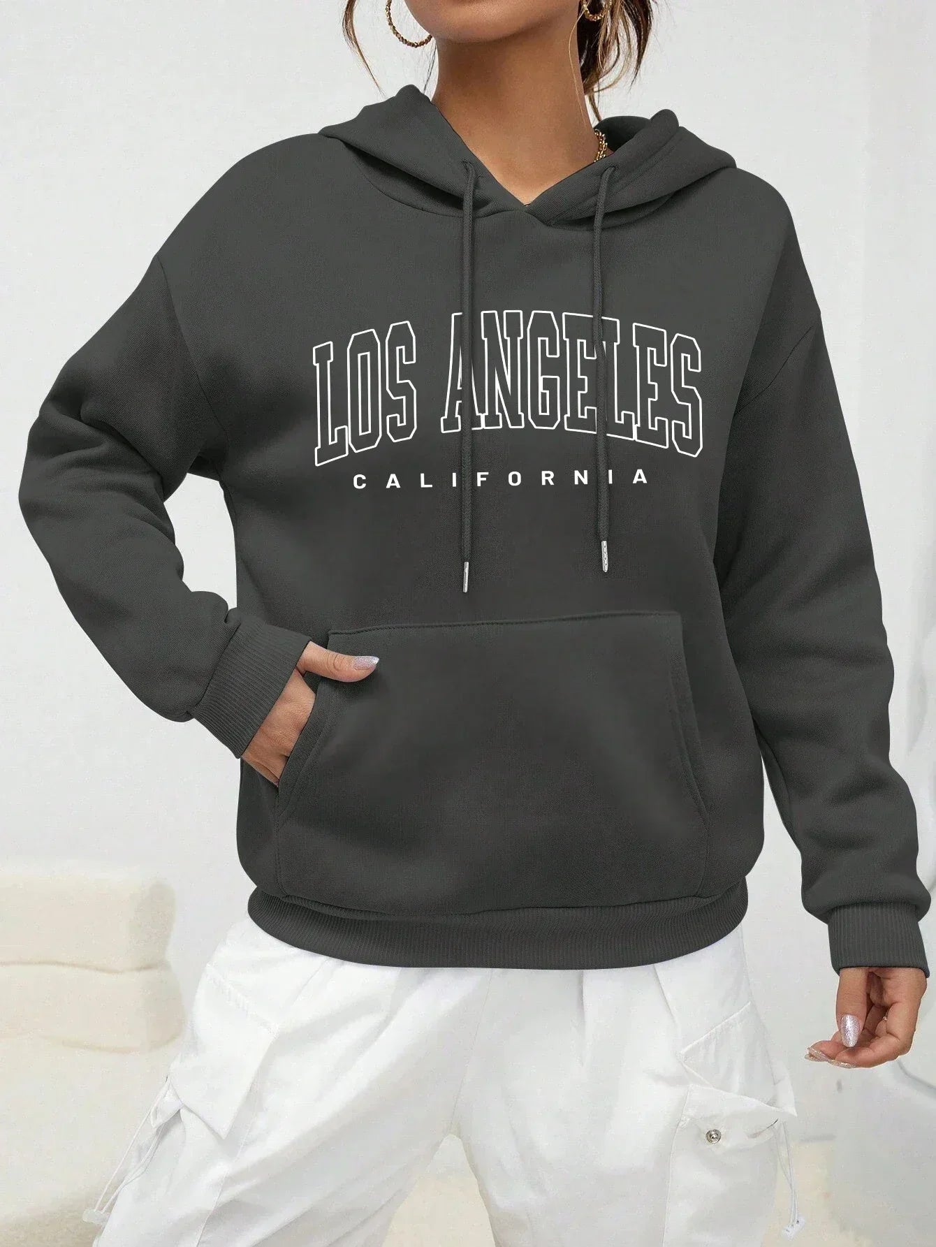 Stilla | Sweatshirt med hætte Oversize Trykt Los Angeles til kvinder