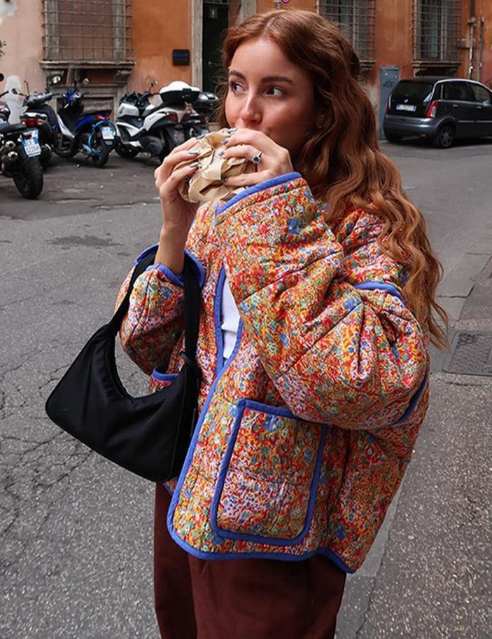Stilla | Langærmet Varm Streetwear-Jakke Bomuld Med Print