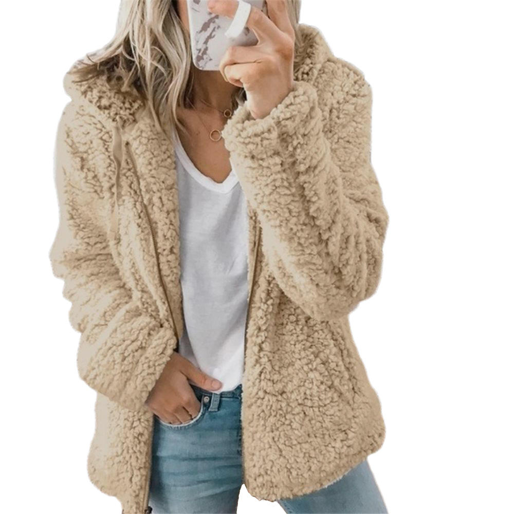 Stilla | Dame Mode Elegant Bamse Teddy Pels Frakke: Blød Fleece Frakke Med Lommer Og Lynlås