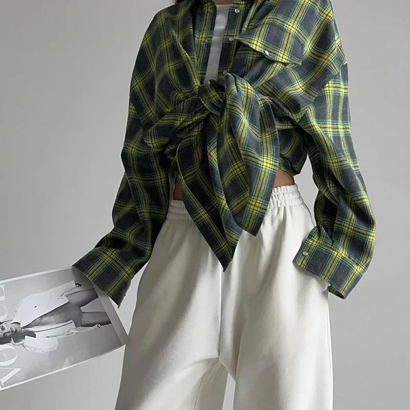 Stilla | Langærmet Skjorte med Ternet Mønster Bomuldsmix Casual & Trendy