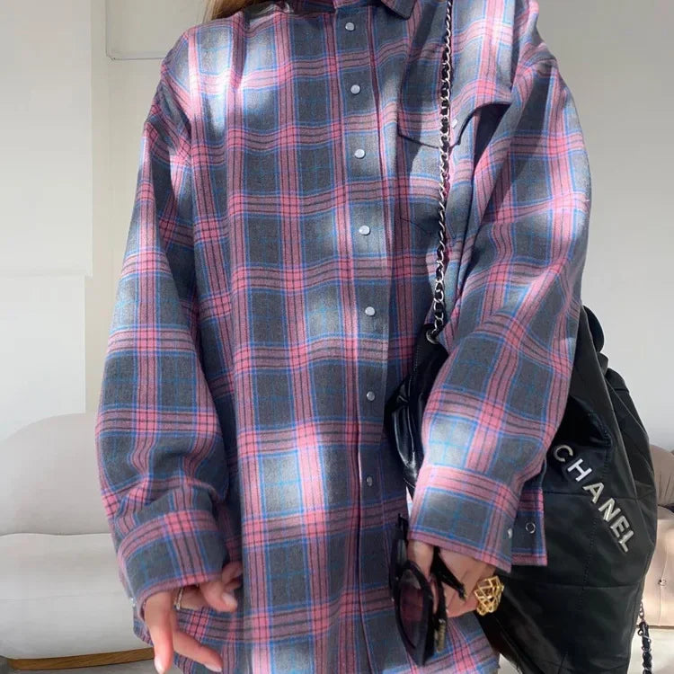 Stilla | Langærmet Skjorte med Ternet Mønster Bomuldsmix Casual & Trendy