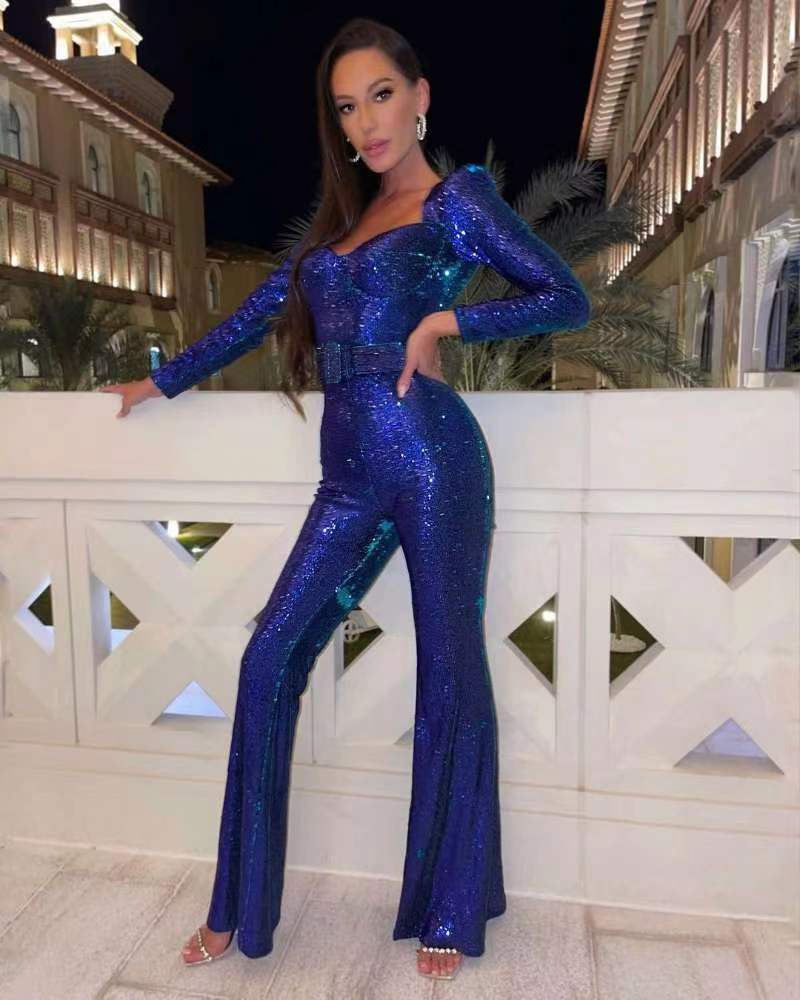 Stilla | Pailletter Langærmet Jumpsuit
