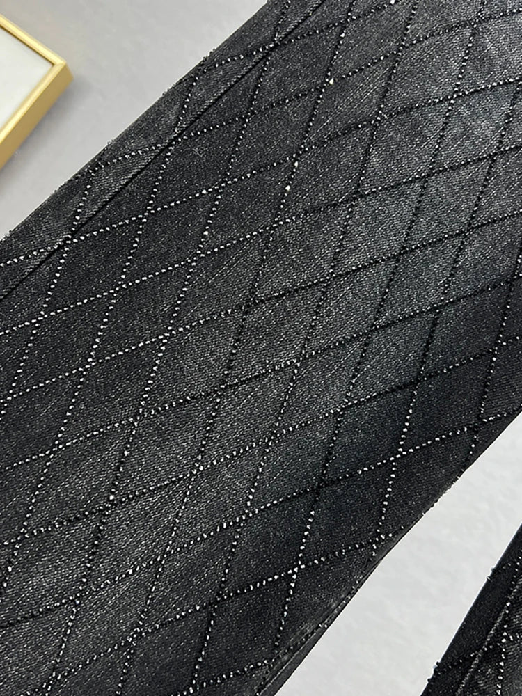 Stilla | Jeans med ternet mønster strass