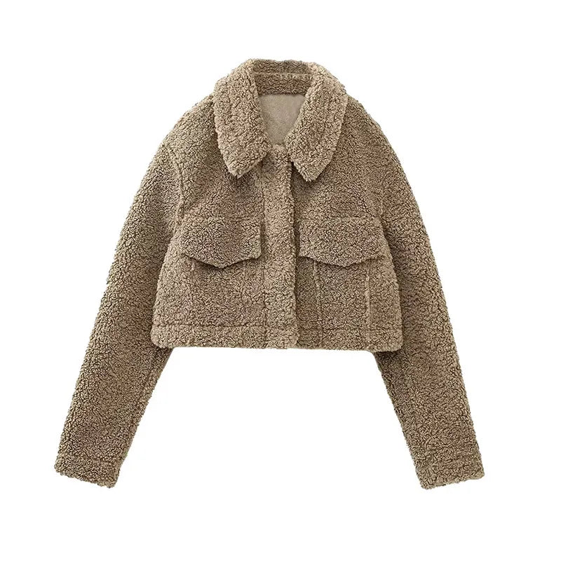 Stilla | Dame teddyjakke i cropped snit
