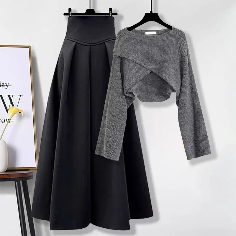 Stilla | Sæt bestående af sweater og nederdel i fransk strik