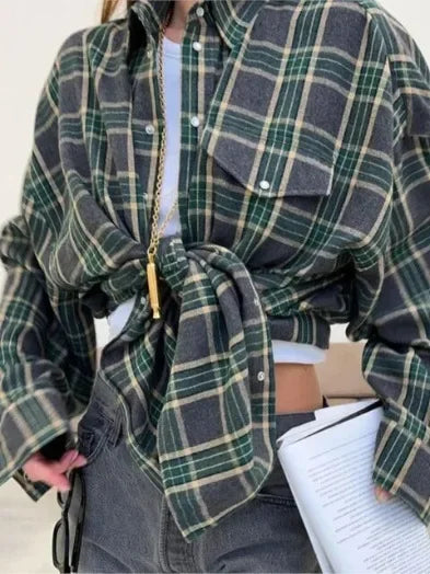Stilla | Langærmet Skjorte med Ternet Mønster Bomuldsmix Casual & Trendy