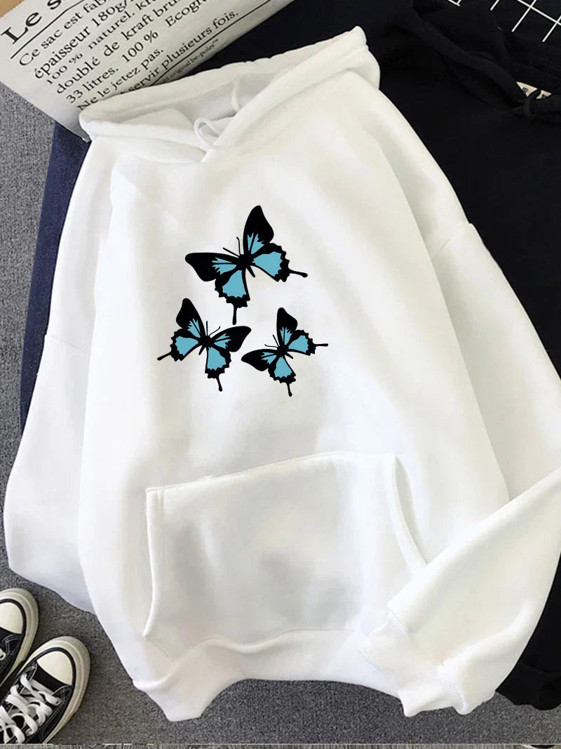Stilla | Sweatshirts Hættetrøje Med Sommerfugleprint