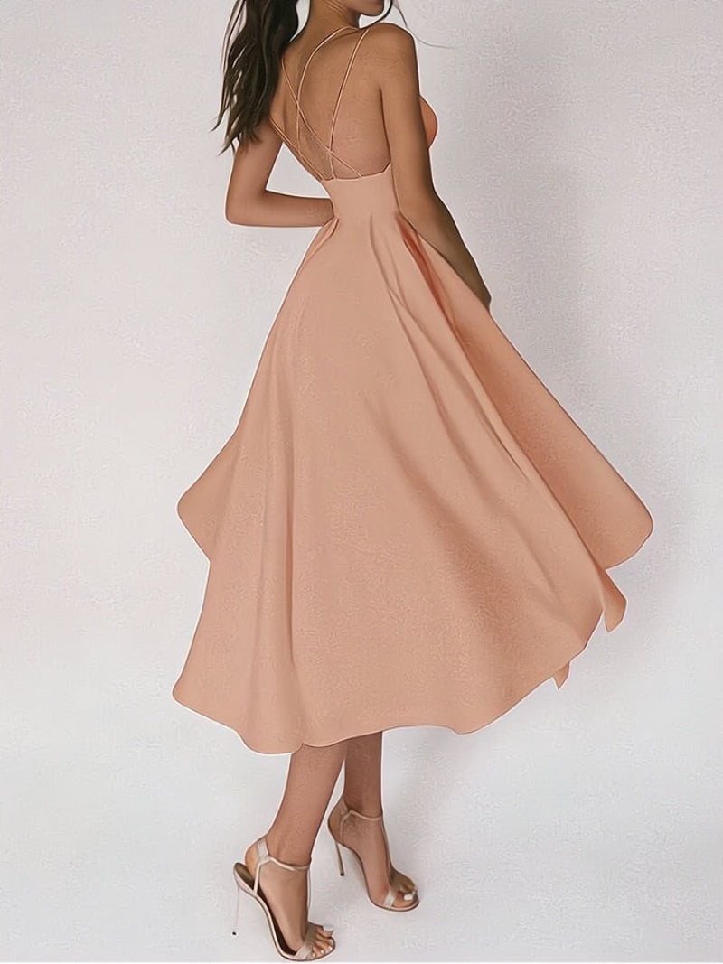 Stilla | Elegant Cinched Waist V-Hals Bryllupsgæst Kjole