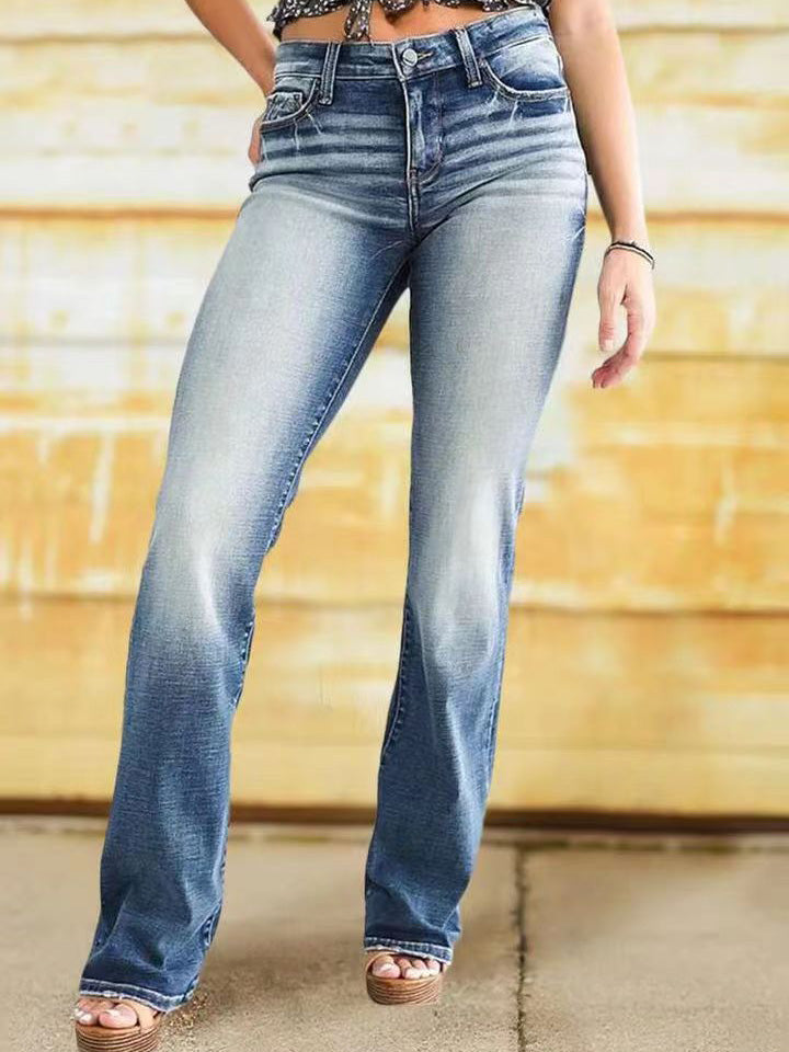 Stilla | Damens Jeans Lomme Slim Fit Mikro Flare Jeans