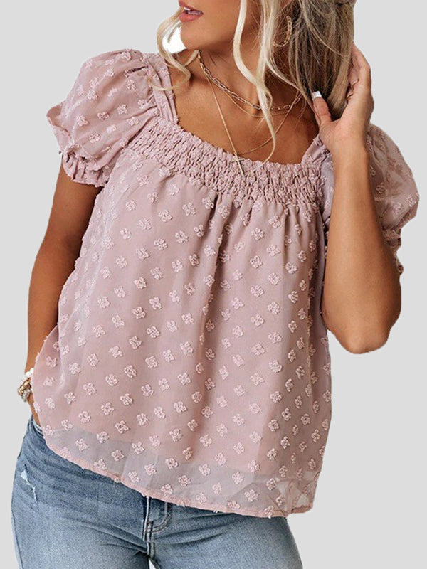 Stilla | Kvinders Bluser Jacquard Firkantet Hals Chiffon Bluse