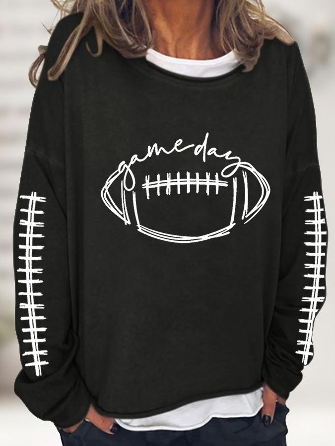 Stilla | Damernes T-shirts Rugby Print Crew Neck Lange Ærmer Afslappet T-shirt