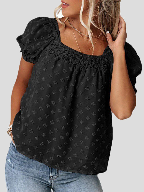 Stilla | Kvinders Bluser Jacquard Firkantet Hals Chiffon Bluse