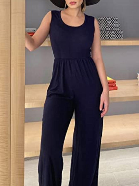 Stilla | Kvinders Jumpsuits Afslappet U Hals Ærmeløs Bredbenet Jumpsuit