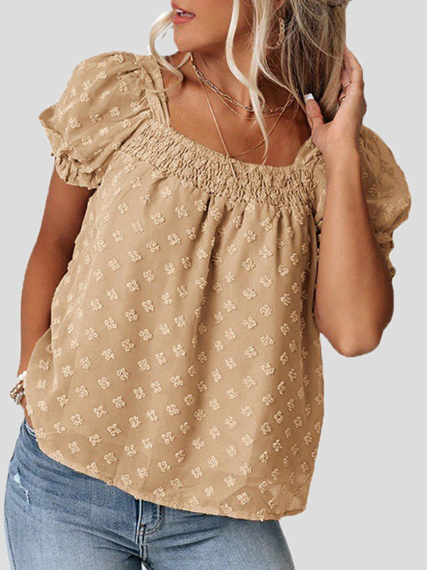 Stilla | Kvinders Bluser Jacquard Firkantet Hals Chiffon Bluse