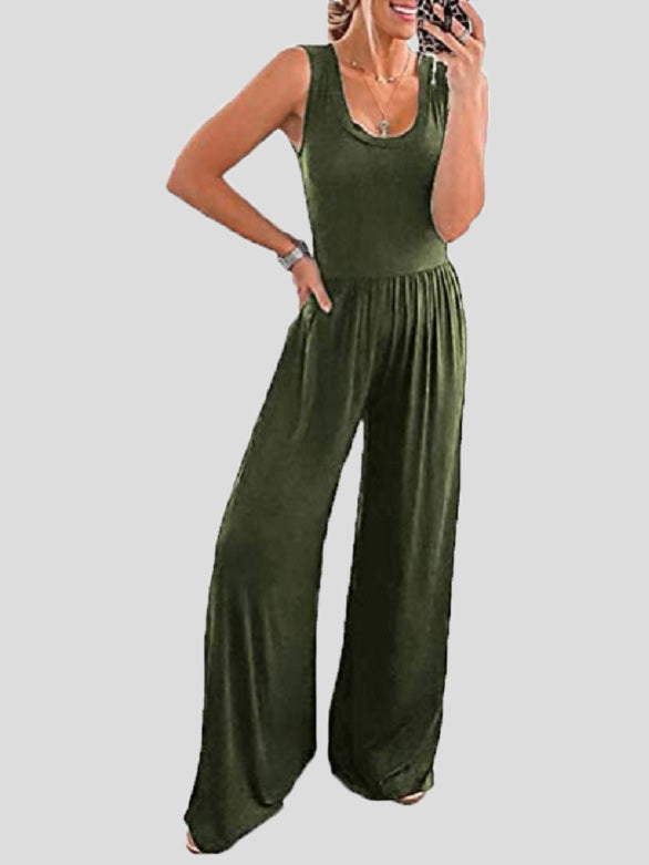 Stilla | Kvinders Jumpsuits Afslappet U Hals Ærmeløs Bredbenet Jumpsuit