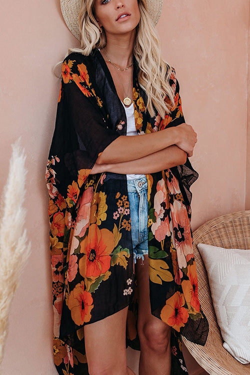 Stilla | Din Solrige Dag Blomstermotiv Kimono