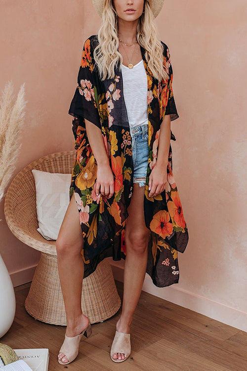 Stilla | Din Solrige Dag Blomstermotiv Kimono