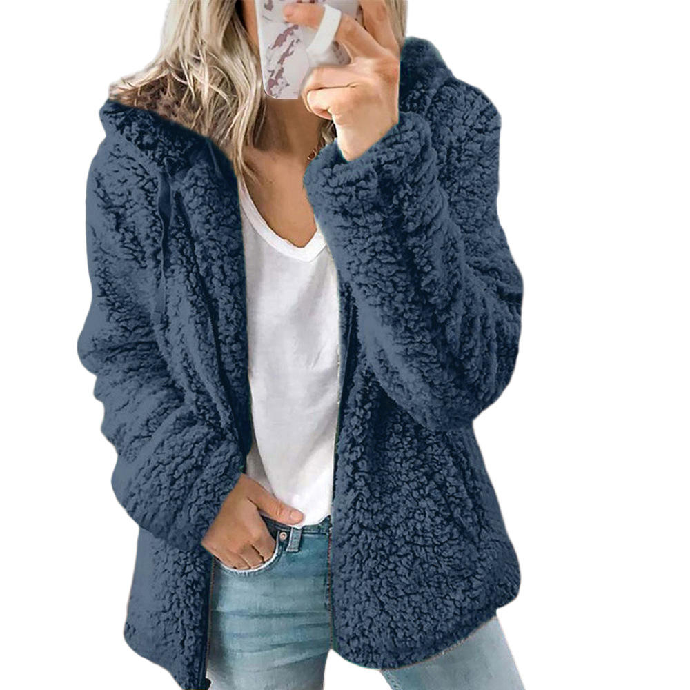 Stilla | Dame Mode Elegant Bamse Teddy Pels Frakke: Blød Fleece Frakke Med Lommer Og Lynlås