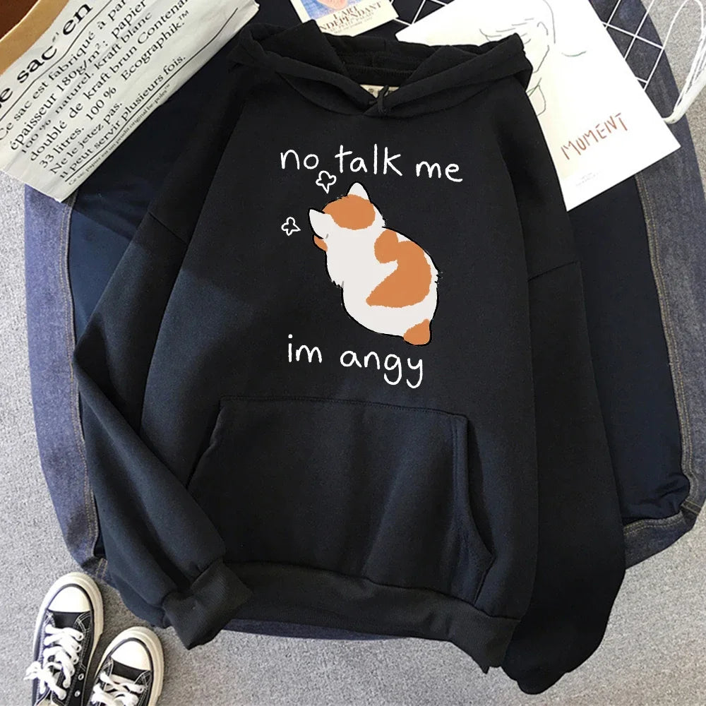 Stilla | Den store størrelse hoodie med kattemotiv til damer
