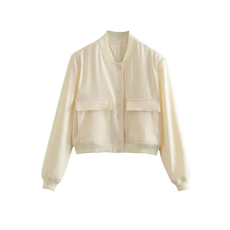 Stilla | Cropped Bomberjakke i Satin