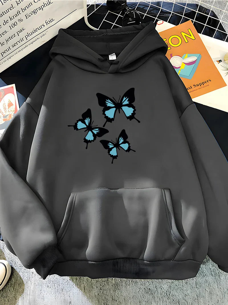 Stilla | Sweatshirts Hættetrøje Med Sommerfugleprint