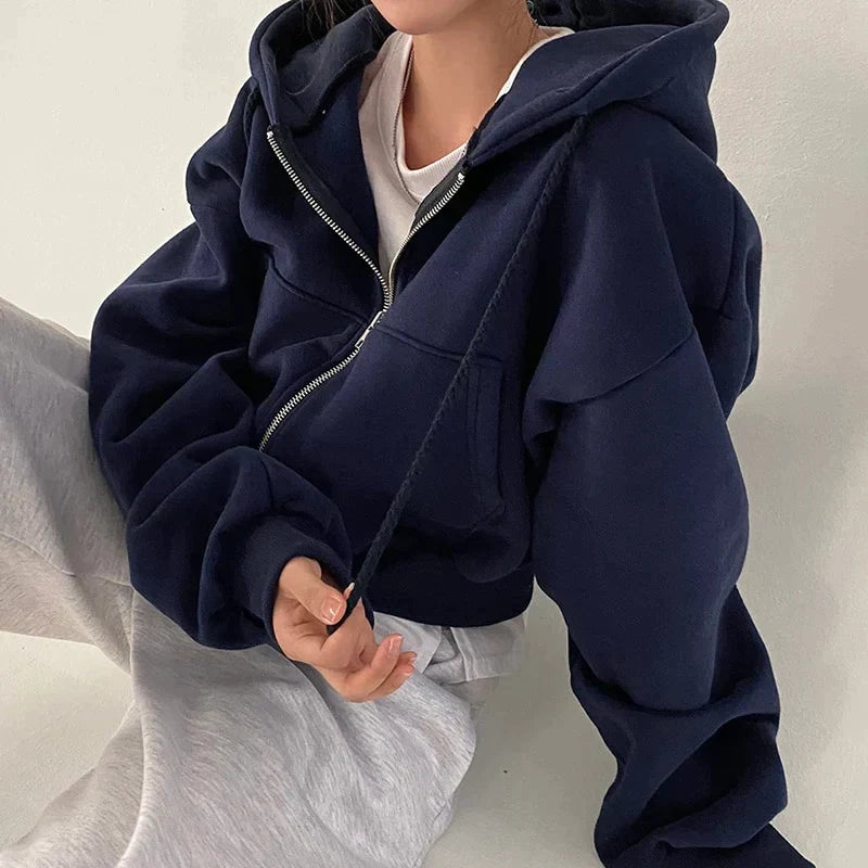 Stilla | Oversized Sweatshirts med Lynlås