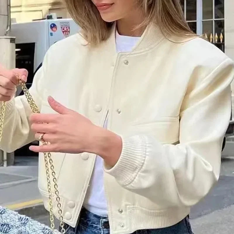 Stilla | Cropped Bomberjakke i Satin
