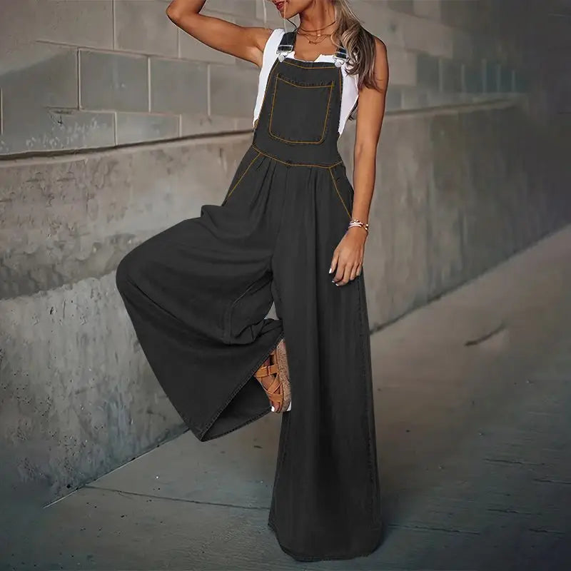 Stilla | Denim Overalls Med Bred Ben