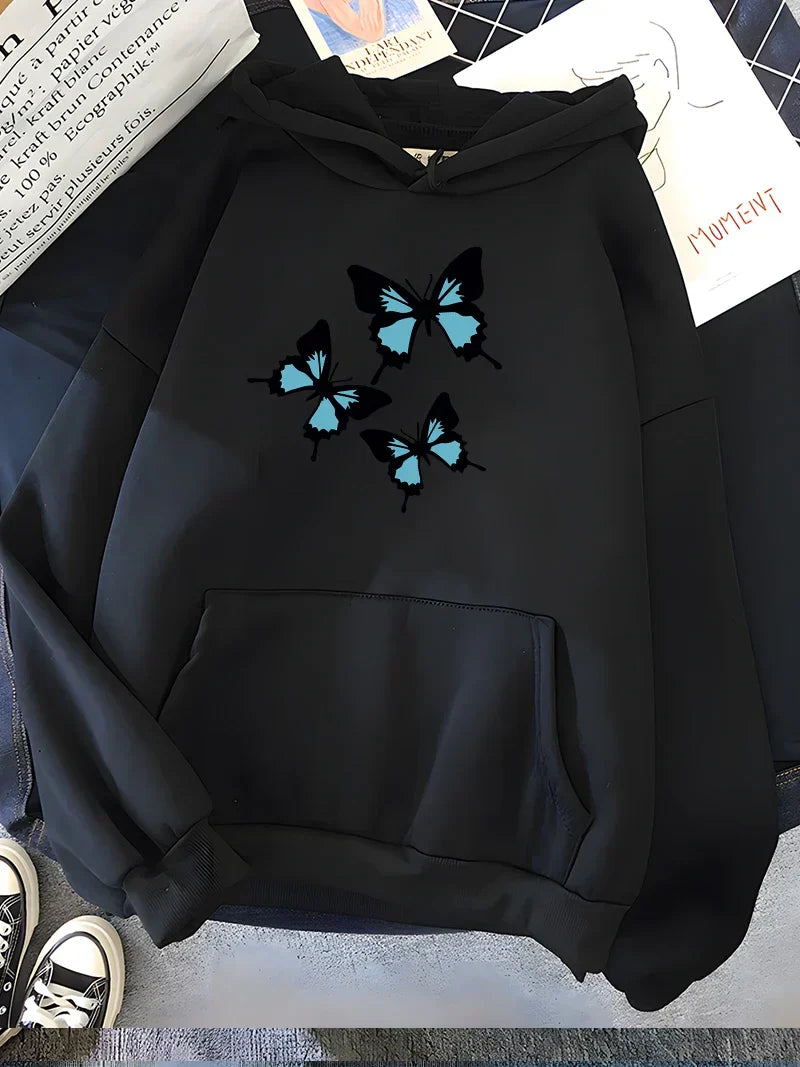Stilla | Sweatshirts Hættetrøje Med Sommerfugleprint