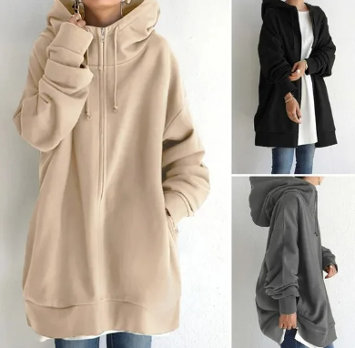 Stilla | Dame Hoodie Med Lynlås Til Efterår/vinter