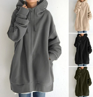 Stilla | Dame Hoodie Med Lynlås Til Efterår/vinter