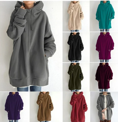 Stilla | Dame Hoodie Med Lynlås Til Efterår/vinter