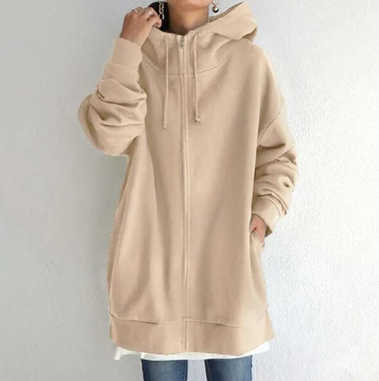 Stilla | Dame Hoodie Med Lynlås Til Efterår/vinter