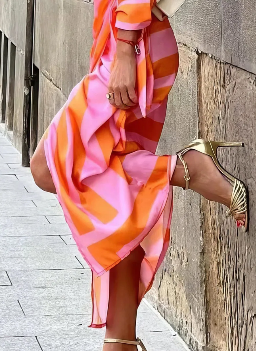 Stilla | Elegante Stribet Wrap Kjole