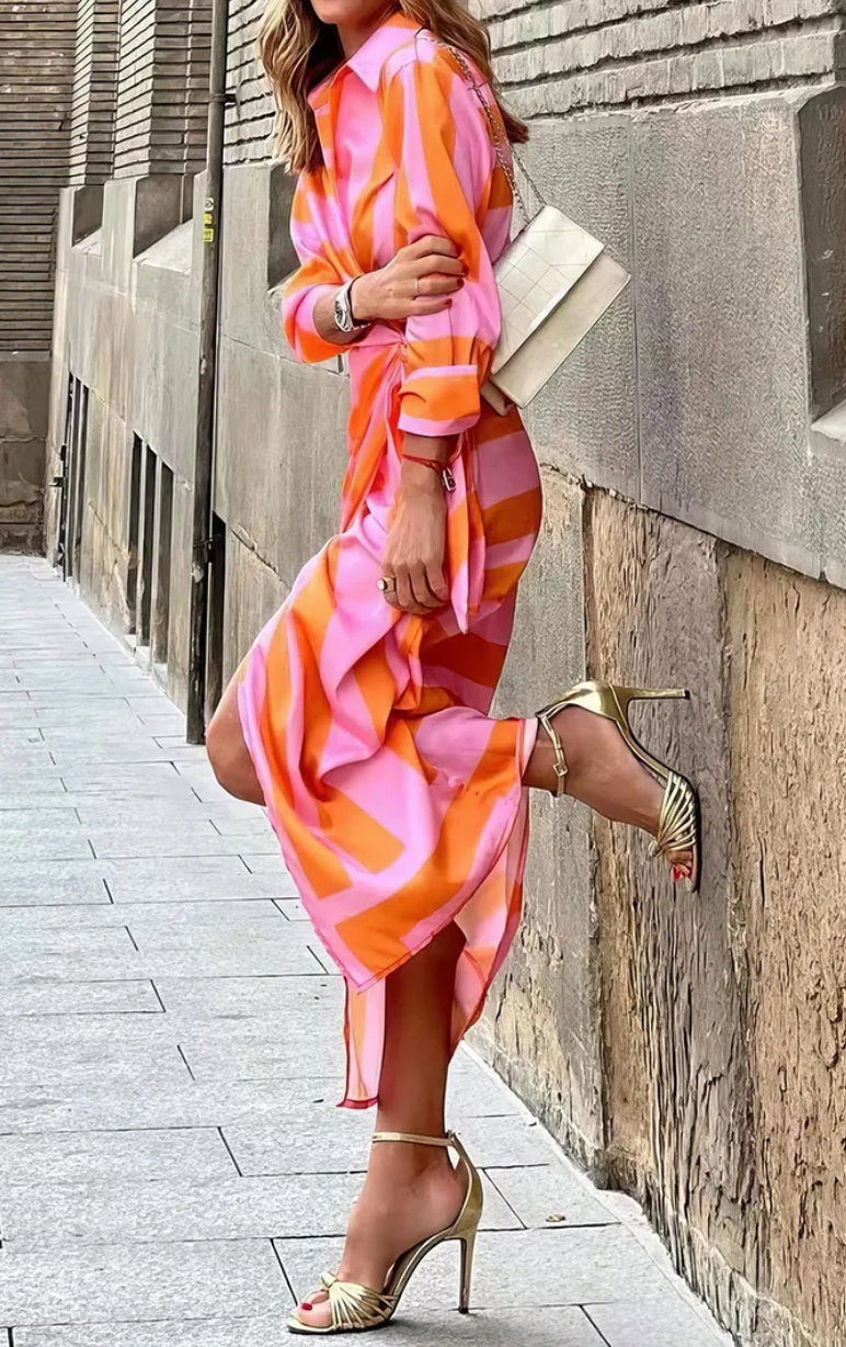 Stilla | Elegante Stribet Wrap Kjole