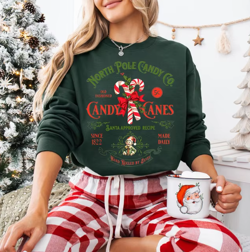 Stilla | Damernes North Pole Candy Co. Design Festlig Sweater Med Candy Cane Print