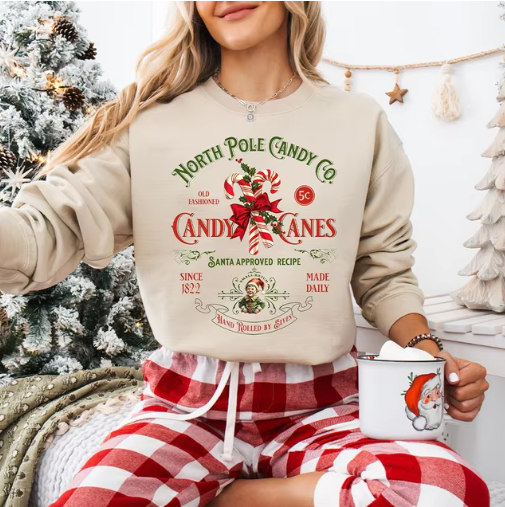 Stilla | Damernes North Pole Candy Co. Design Festlig Sweater Med Candy Cane Print