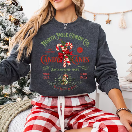 Stilla | Damernes North Pole Candy Co. Design Festlig Sweater Med Candy Cane Print