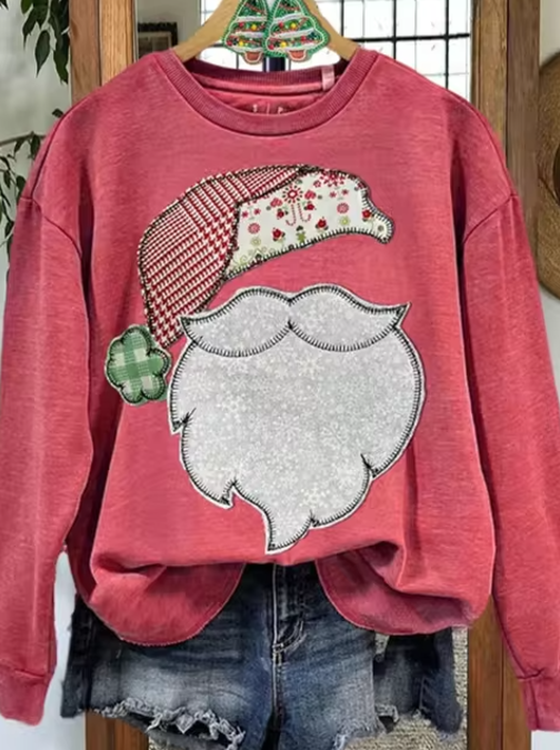 Stilla | Med Sød Julemand Tryk Damer Sweatshirt