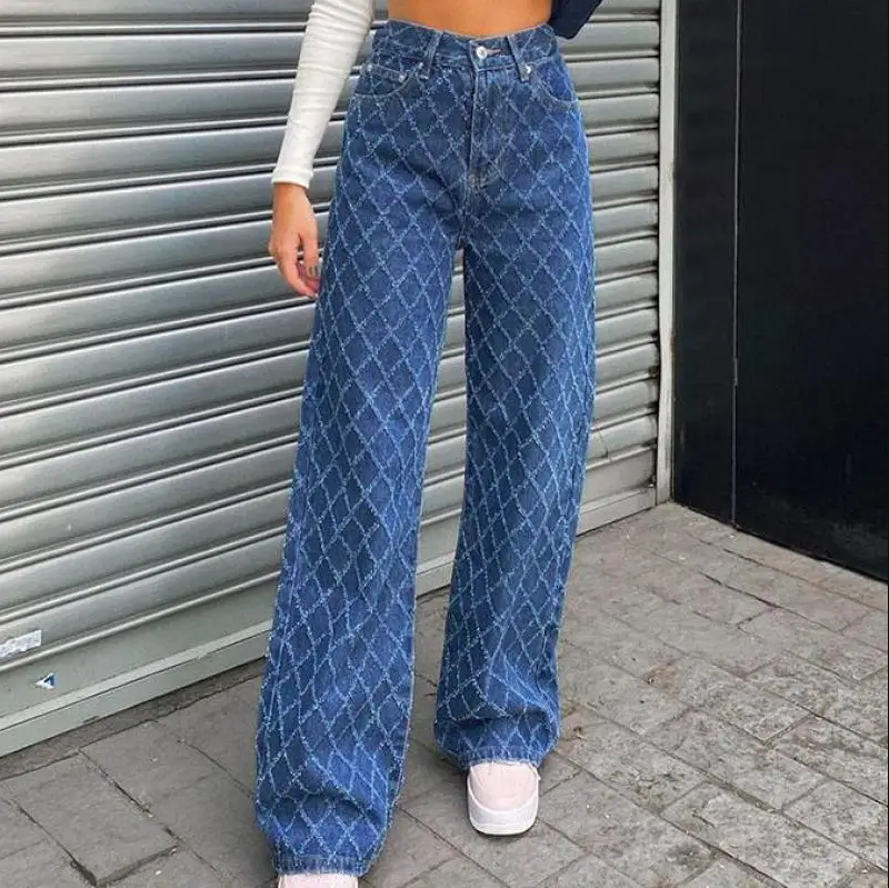 Stilla | Diamantformede Jeans med Høj Talje