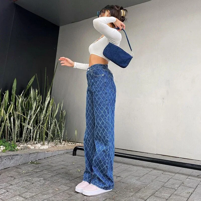 Stilla | Diamantformede Jeans med Høj Talje
