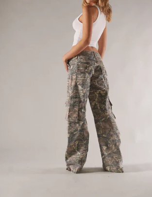 Stilla | Lavtaljede Cargobukser Brunt Camouflageprint