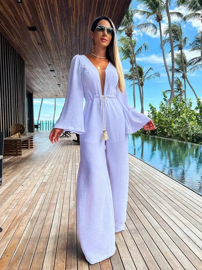 Stilla | Elegant Én-delt Jumpsuit Med Dybt V-udskæring