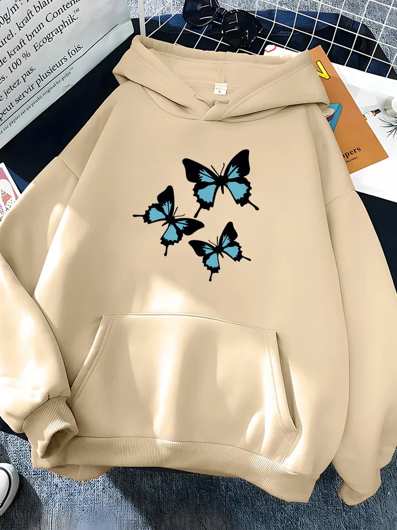 Stilla | Sweatshirts Hættetrøje Med Sommerfugleprint