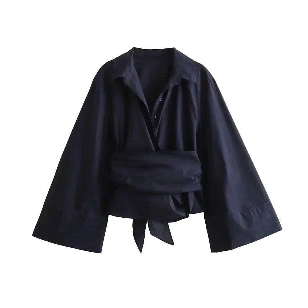 Stilla | Elegant Kimono blouse med Lange Ærmer