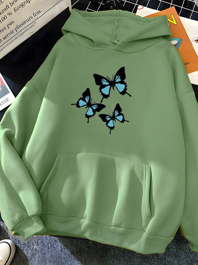 Stilla | Sweatshirts Hættetrøje Med Sommerfugleprint