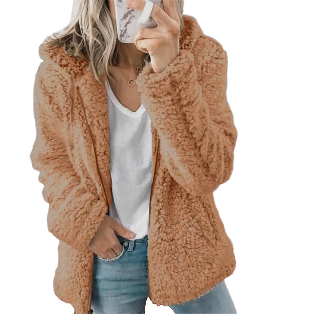 Stilla | Dame Mode Elegant Bamse Teddy Pels Frakke: Blød Fleece Frakke Med Lommer Og Lynlås