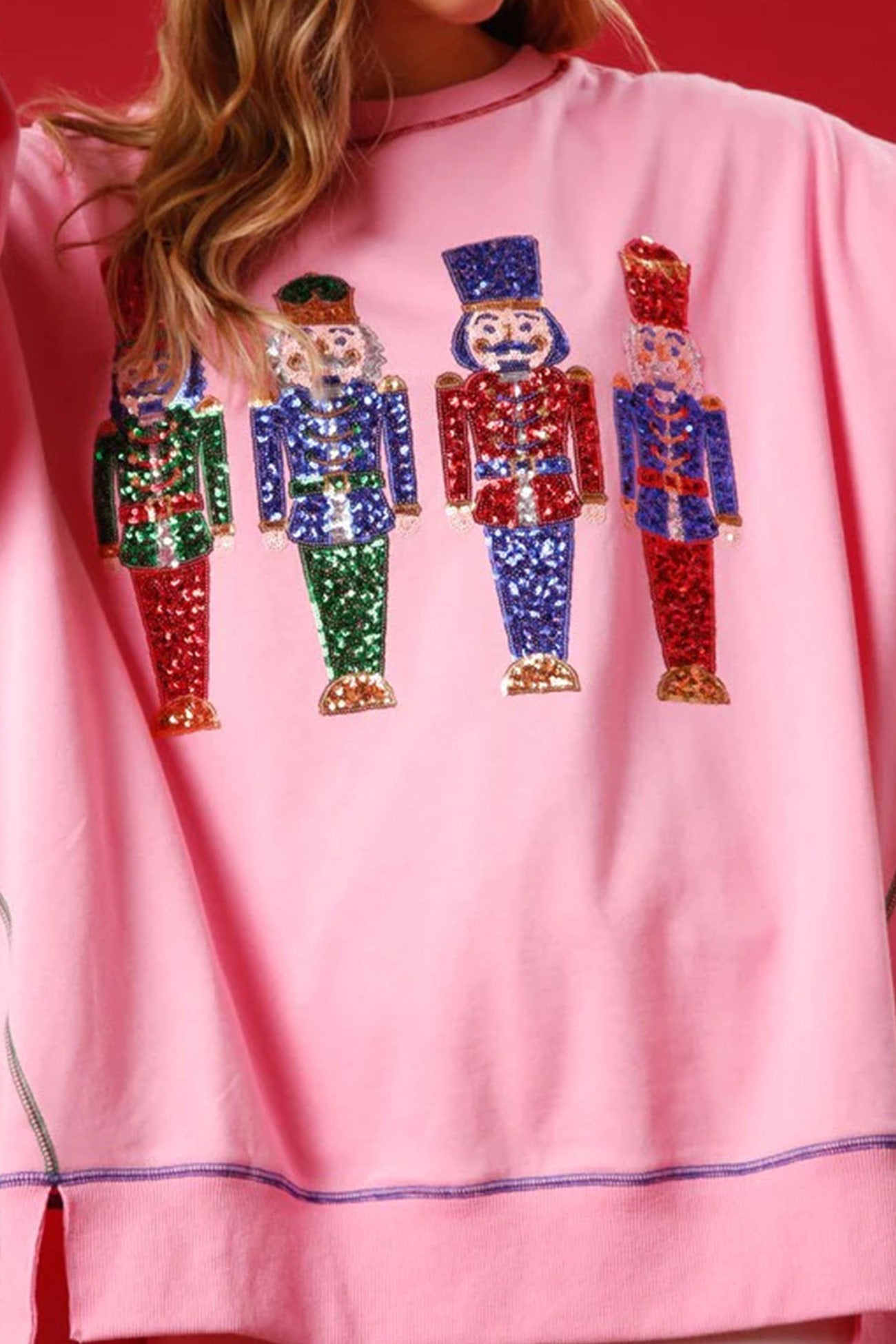 Stilla | Sweatshirt med paillette grafik og slidsbund