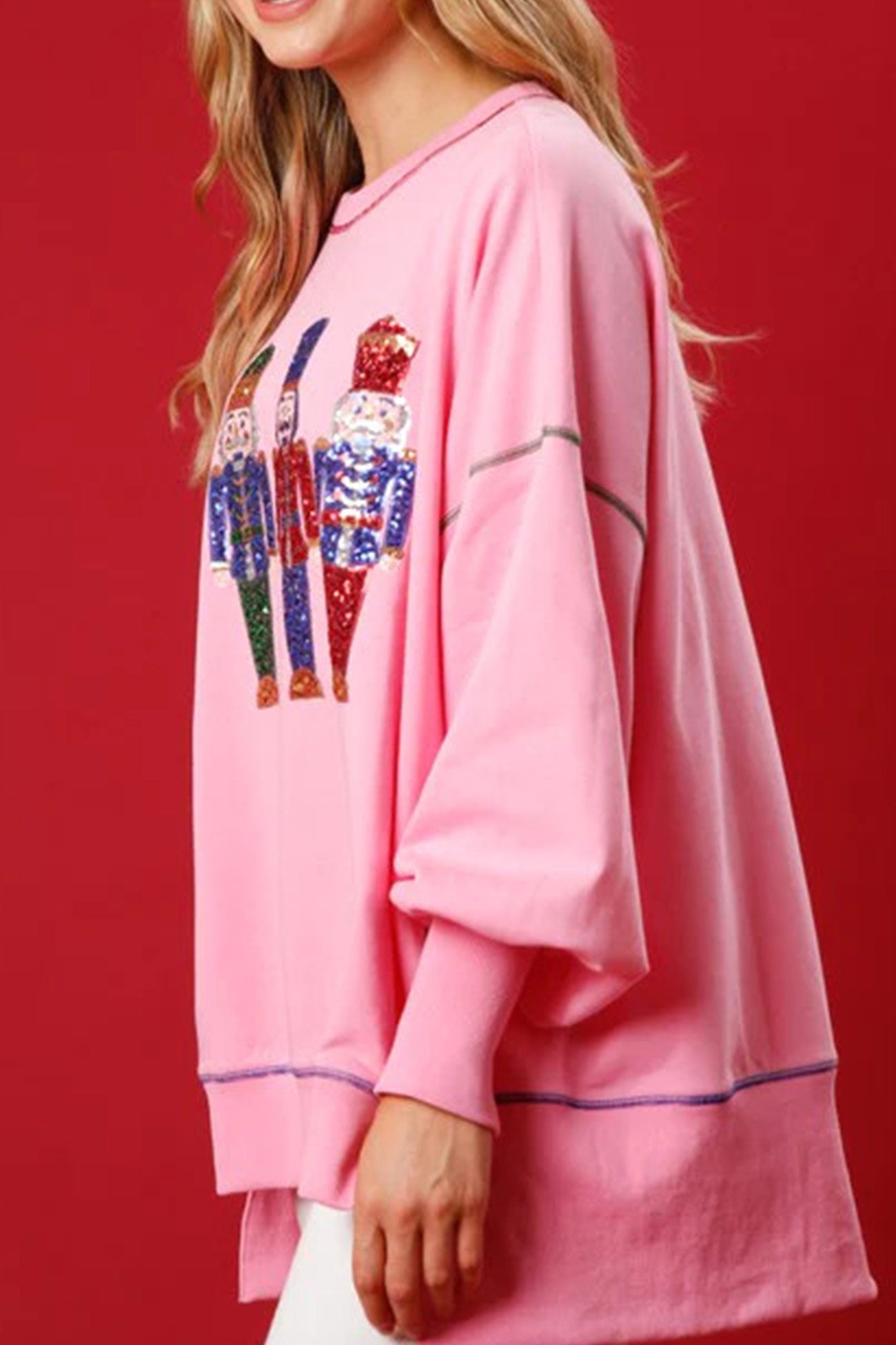 Stilla | Sweatshirt med paillette grafik og slidsbund
