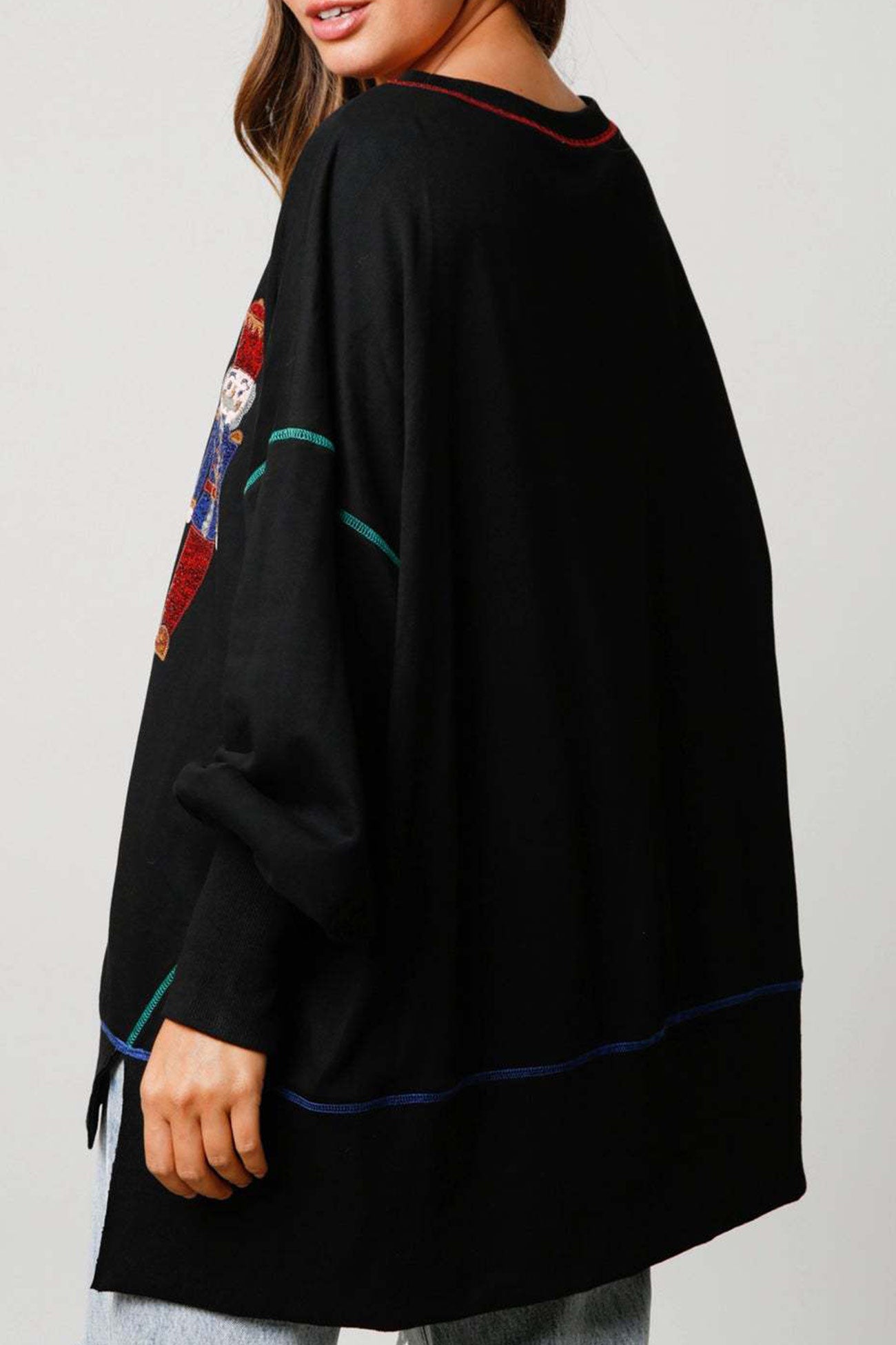 Stilla | Sweatshirt med paillette grafik og slidsbund